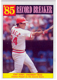 1986 Topps Baseball Cards      205     Tony Perez RB#{Oldest grand slammer